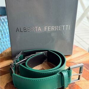 Alberta Ferretti Emerald Green Leather Women’s  Belt Small - NIB